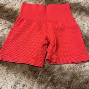 Red High-Waisted Shorts